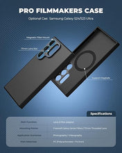 画像をギャラリービューアに読み込む, FREEWELL プロ映画製作者向け Samsung Galaxy S24 Ultra 用ケース 超磁気 フィルター マウント & F シリーズ レンズ スロット (17mmマウント) ブラック